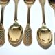 Precious set of 6 teaspoons and its sugar tongs in SOLID SILVER plated Gold Vermeil 19th s
