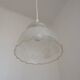 Vintage French pendant ceiling light in white glass decorated with flowers 4722