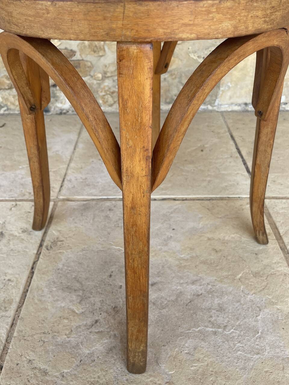 Vintage Curved Wood Stool, Baumann, Circa 1950s/1960s