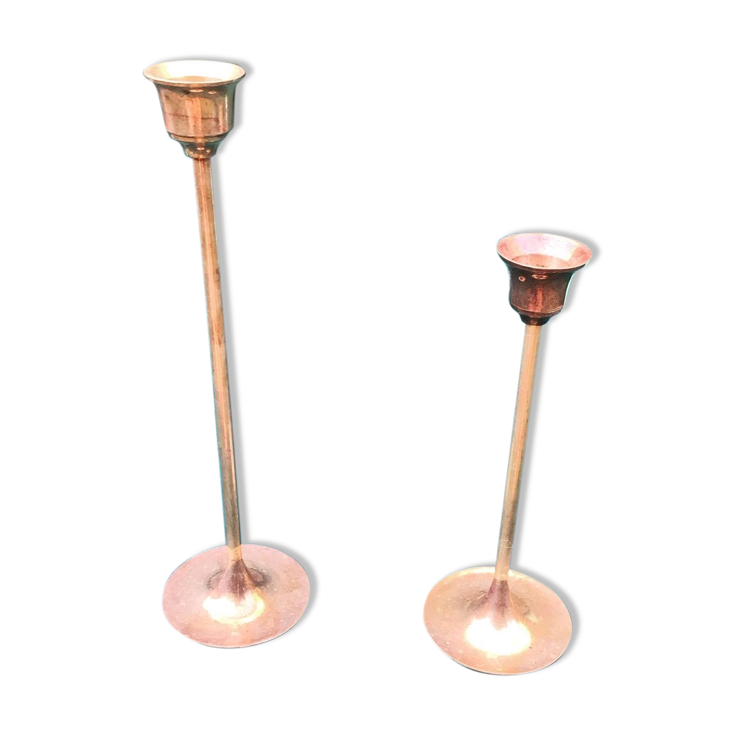 Pair of gilded brass candlesticks