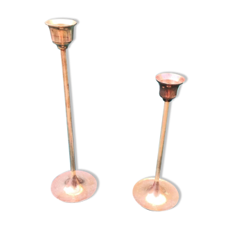 Pair of gilded brass candlesticks