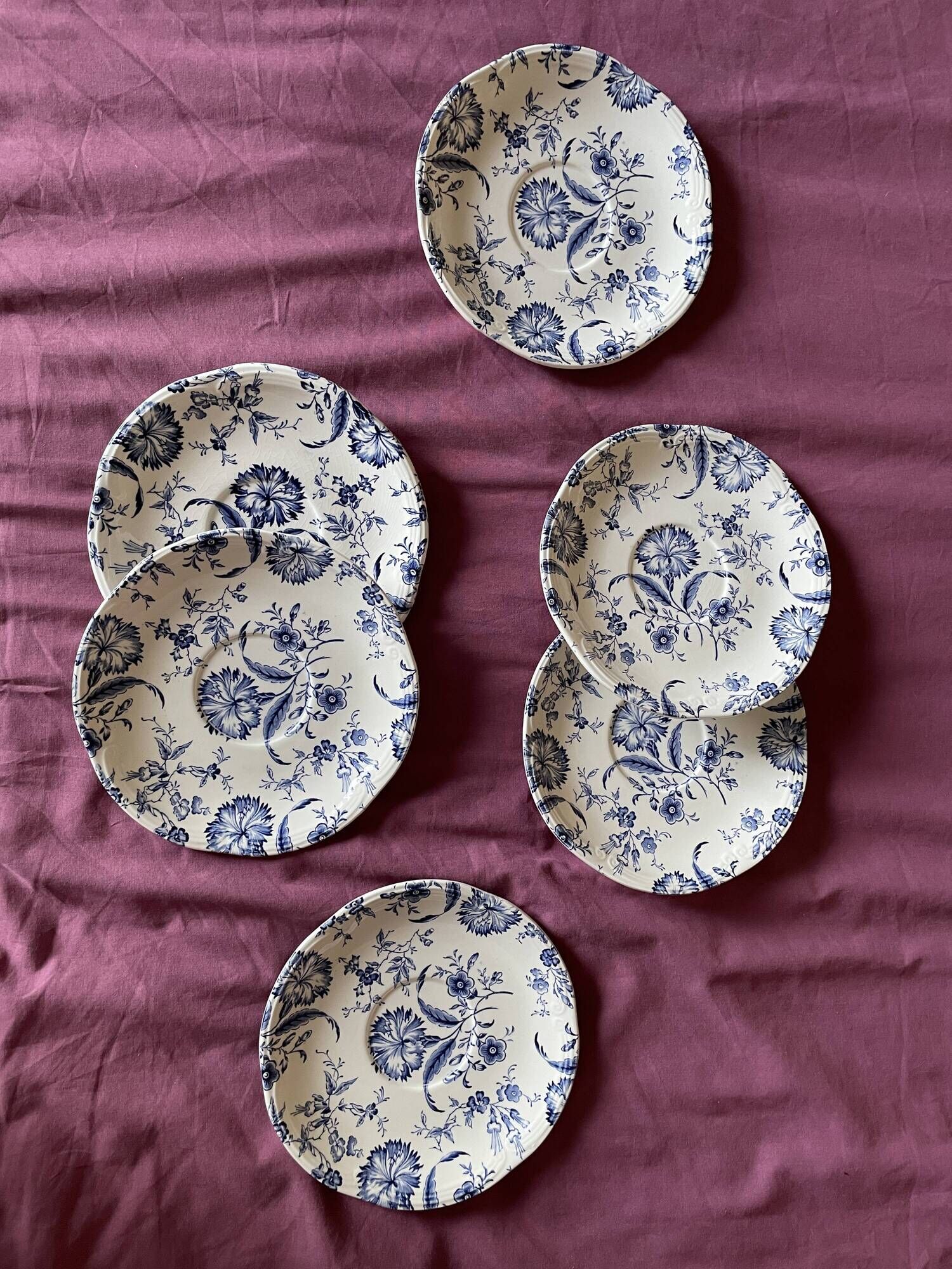 Set of 6 plates dessert earthenware Gien "wild flower" English