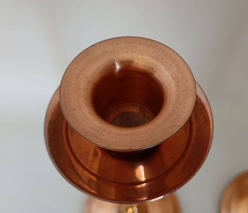 Vintage Mid-Century Copper & Brass Taper Candlestick Holders – Set of 2