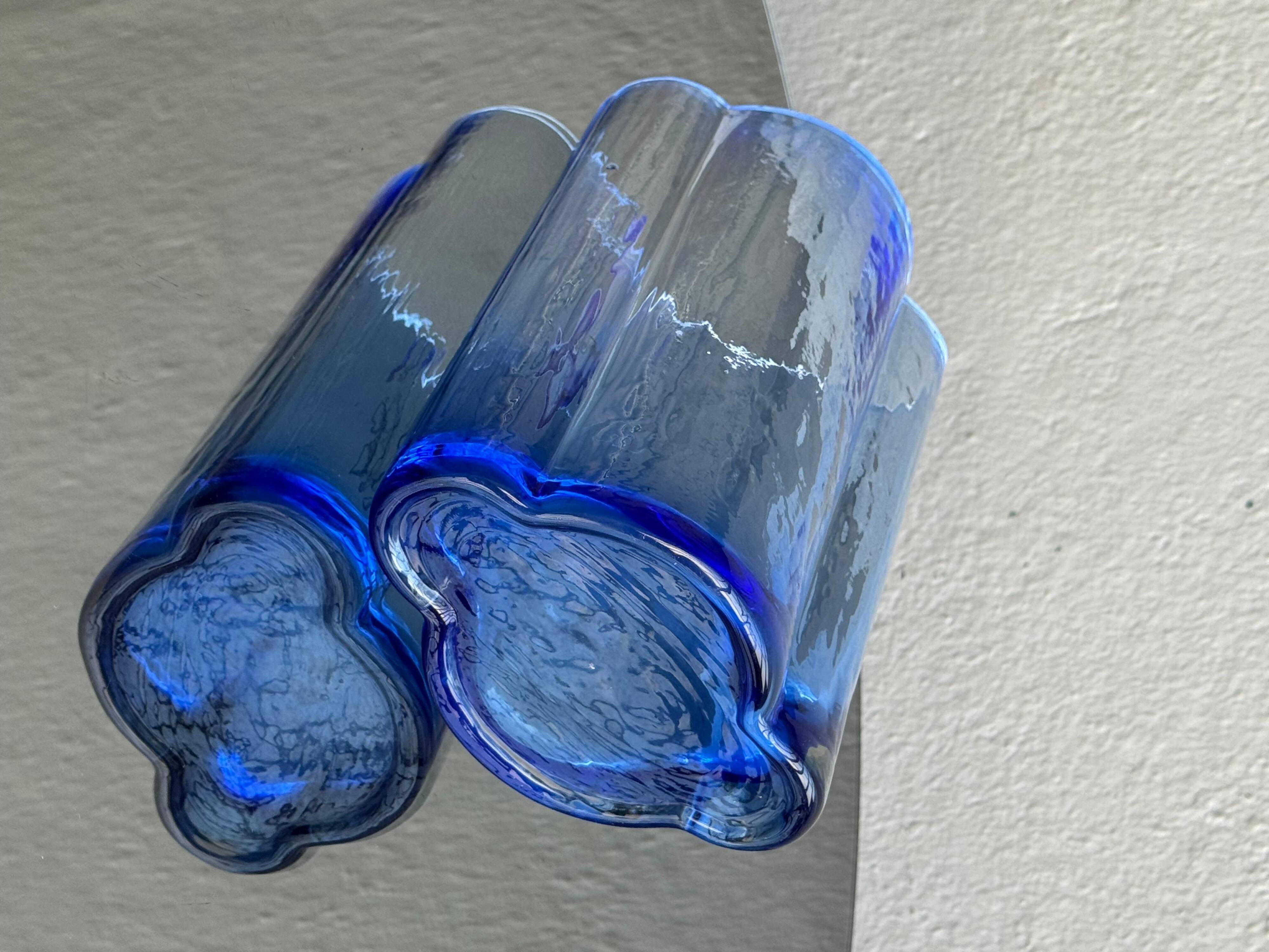 Mid century Murano Vase, Blue shaped Glass, 1960's