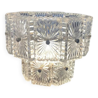 Vintage Italy 60's 2 Tier 3 Light Crystal Chandelier Base