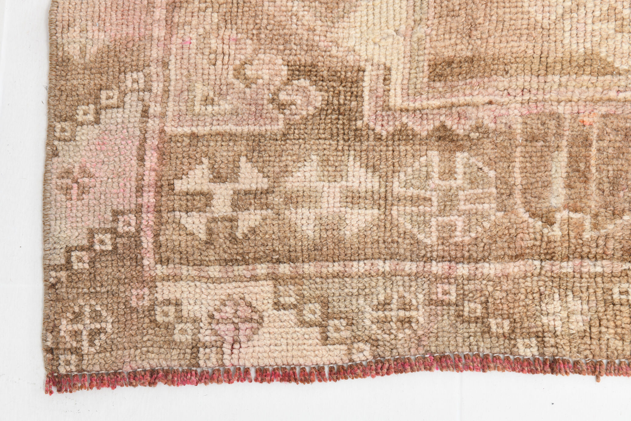 3x12 brown & beige vintage runner rug 100x360cm