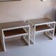 Pair of bedside tables in bamboo effect wood and woven wicker