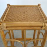 Vintage woven bamboo and wicker stool