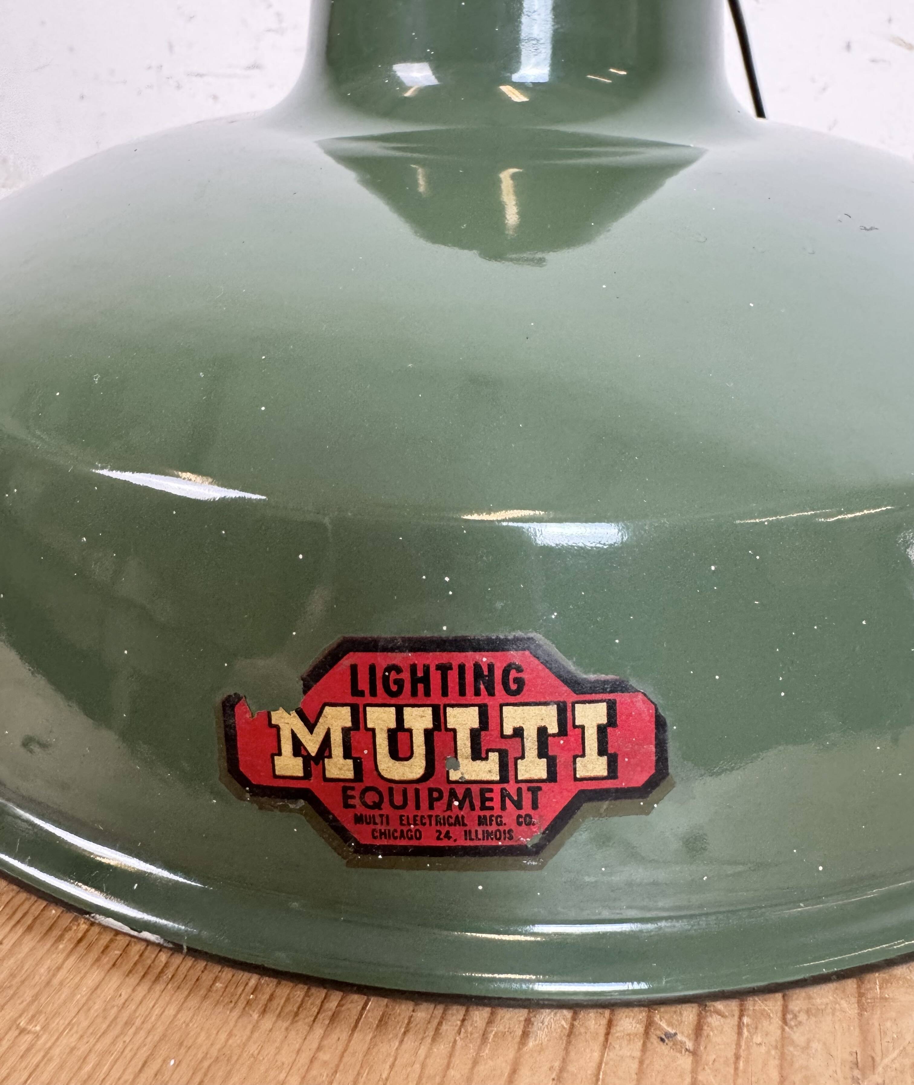 Industrial Green Enamel Factory Pendant Lamp from Multi Electrical Co,1960s