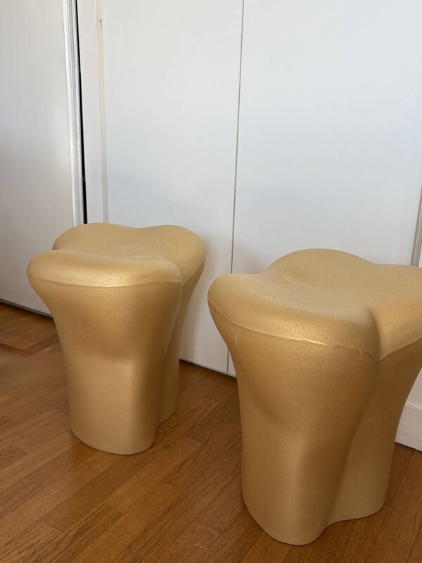 Tabouret “Tooth” doré – Philippe Starck pour XO (Italie, 2002)