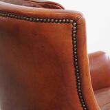 Armchair Made from Cognac-Colored Cowhide Leather