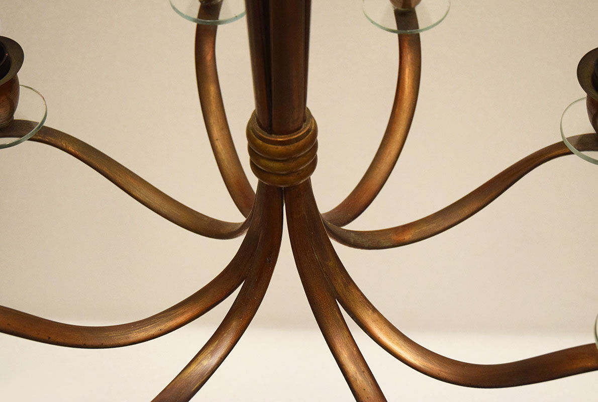 Lustre en laiton du milieu du siècle production italienne, années 1950
