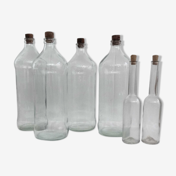 Lot of 6 vintage glass bottles