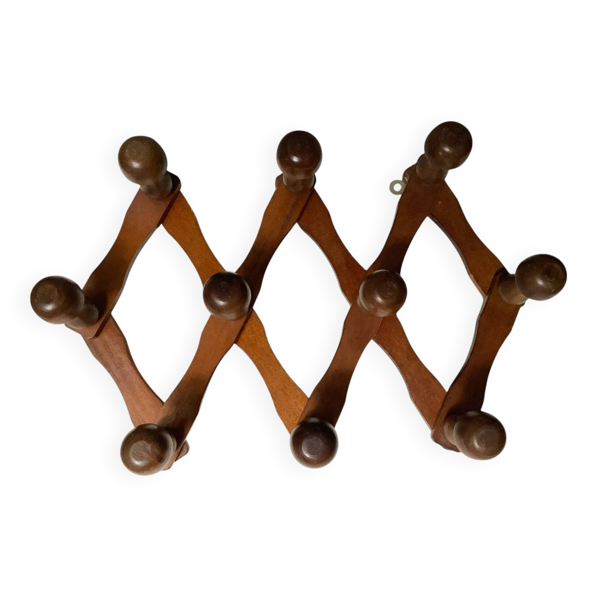 Old wooden accordion coat rack.