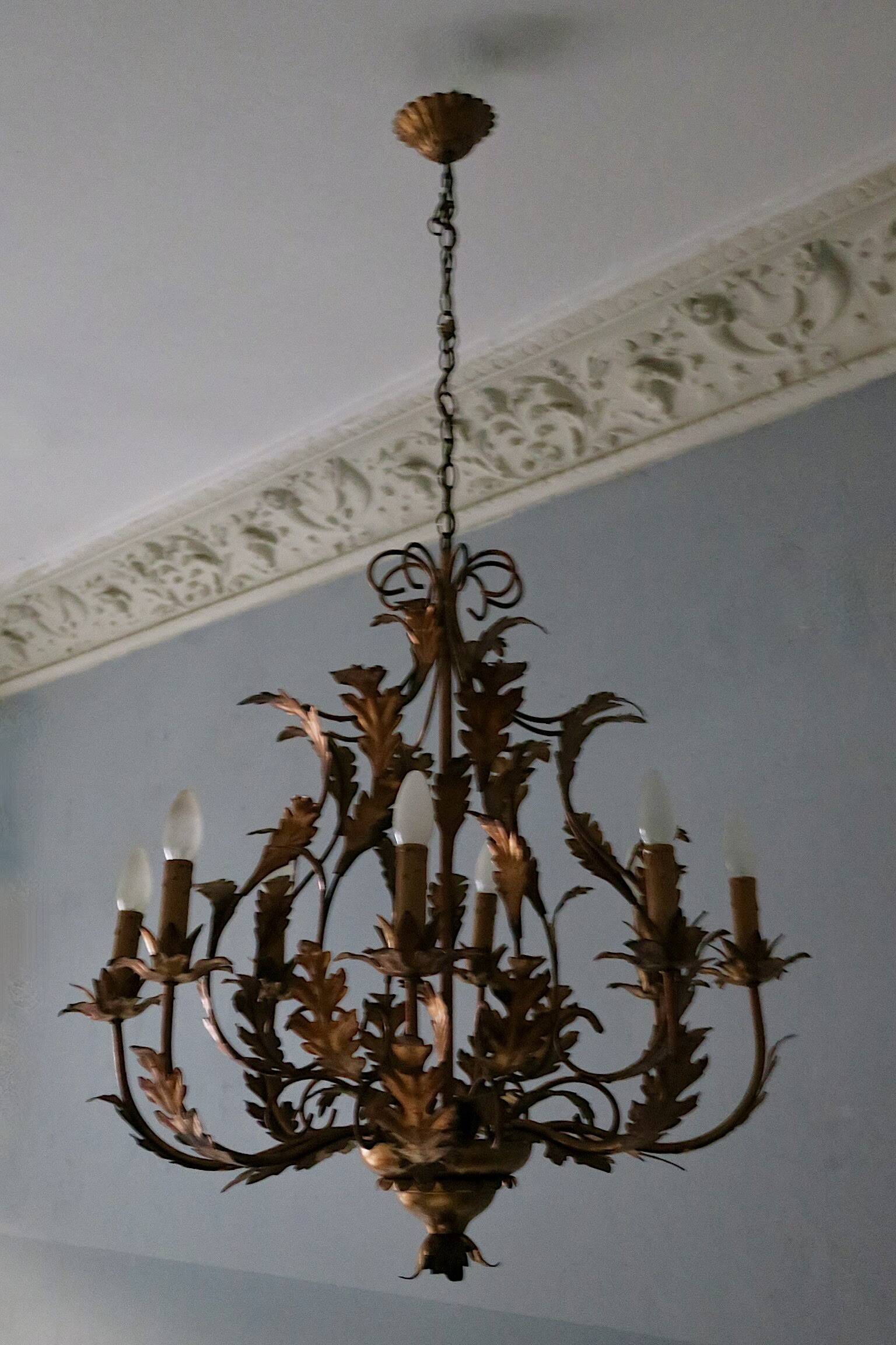 Large mid century gold plated chandelier by Hans Kögl, 1960s