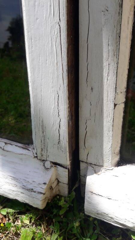 Lot of 4 oak windows H141xL112/117cm old small panes