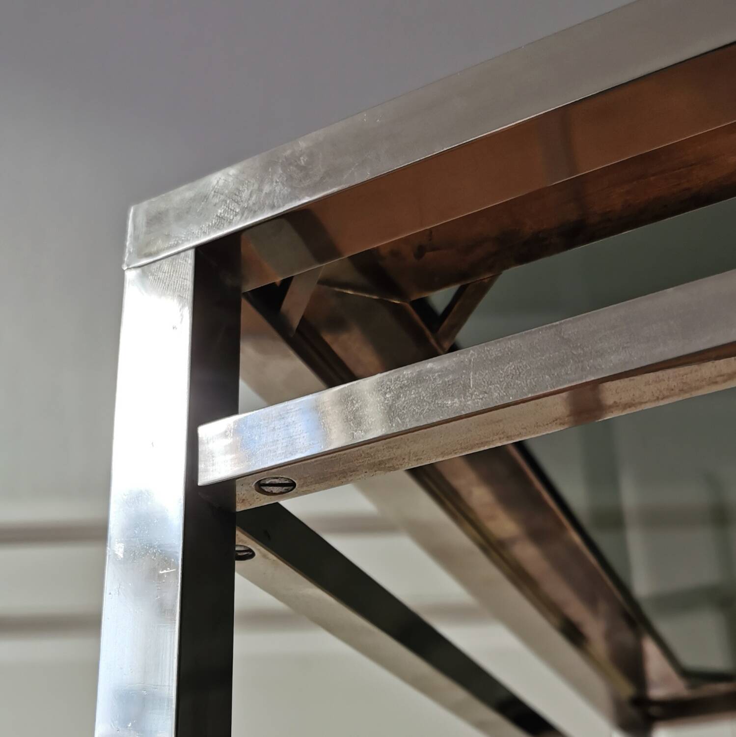 Chrome brass side table, 1970.