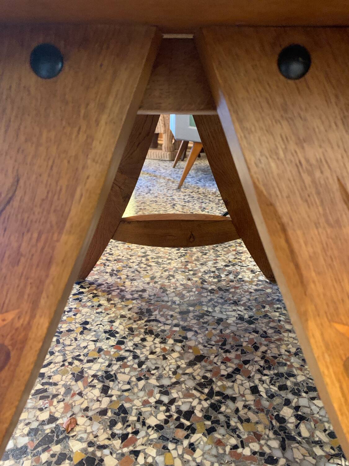 1950s coffee table in oak and ceramic tiles