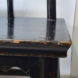 Paire d'anciennes chaises fauteuils Tabourets chinois XIXème en bois laqué noir
