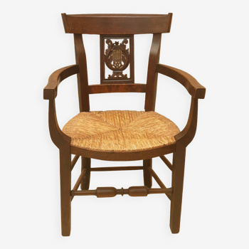 Fauteuil paillé directoire