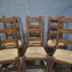 Set of six rustic chairs in natural wood, regional French craftsmanship.