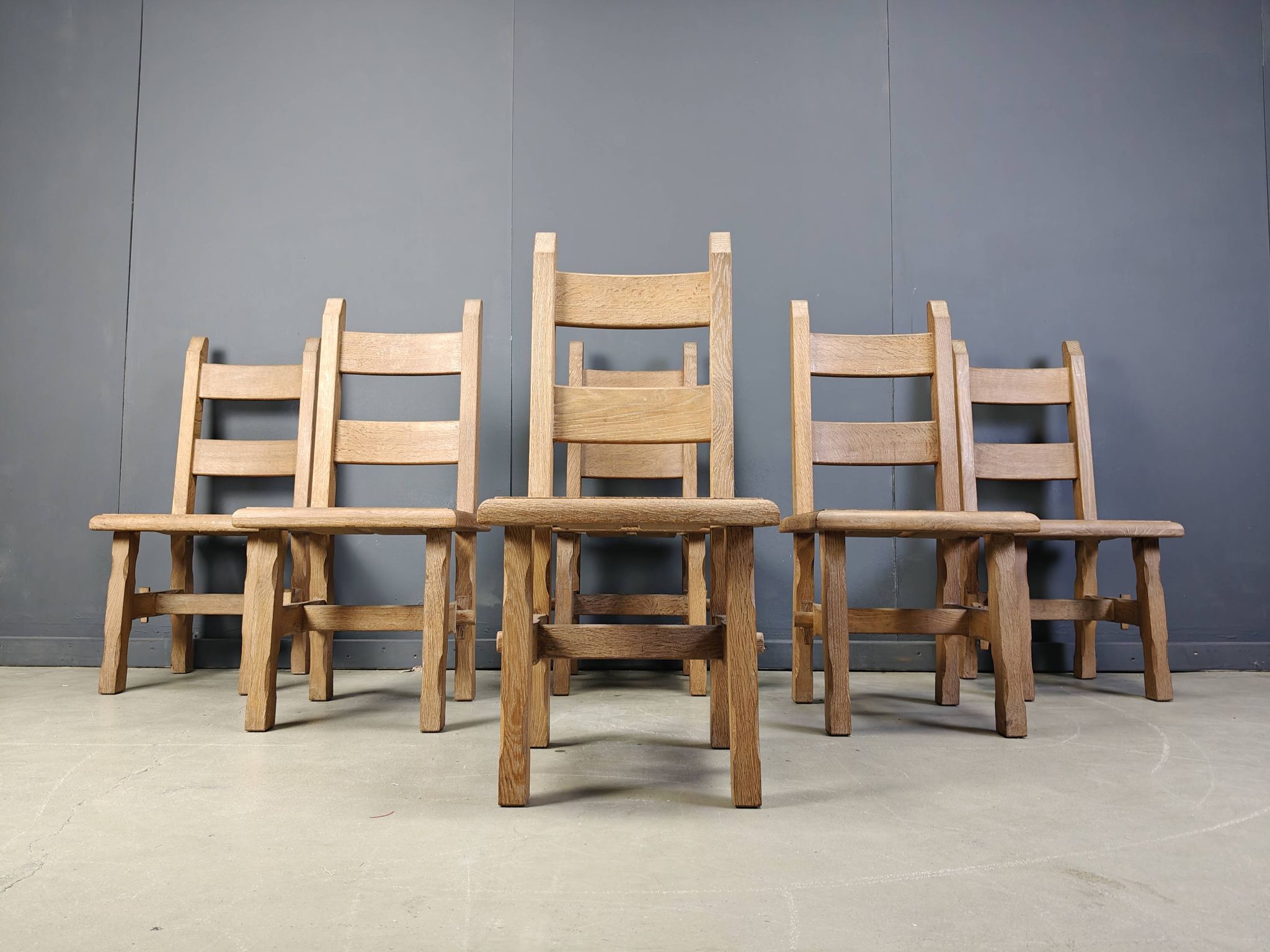 Vintage oak  brutalist dining chairs, 1960s