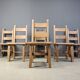 Vintage oak  brutalist dining chairs, 1960s