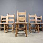 Vintage oak  brutalist dining chairs, 1960s
