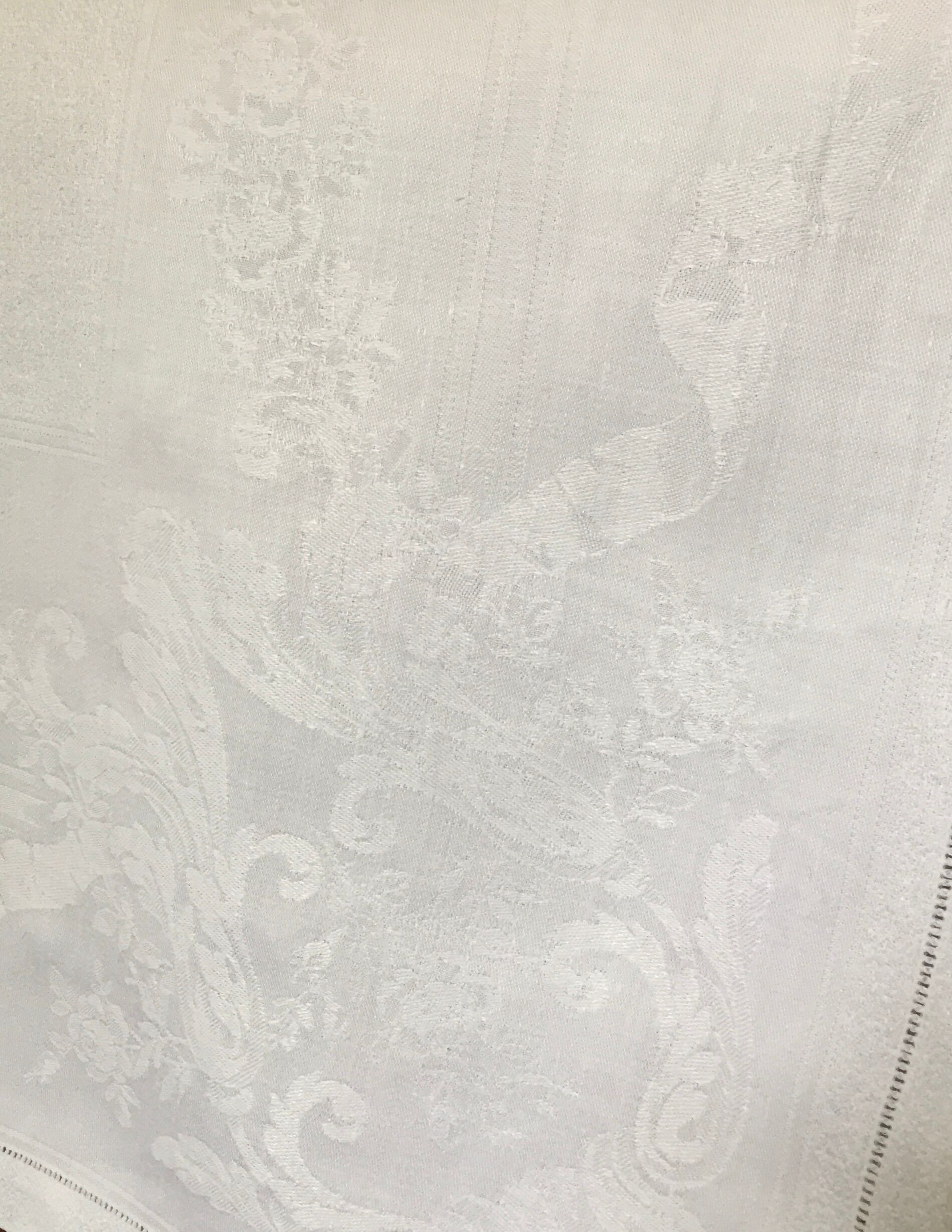 8 damask napkins, monogram, old linen