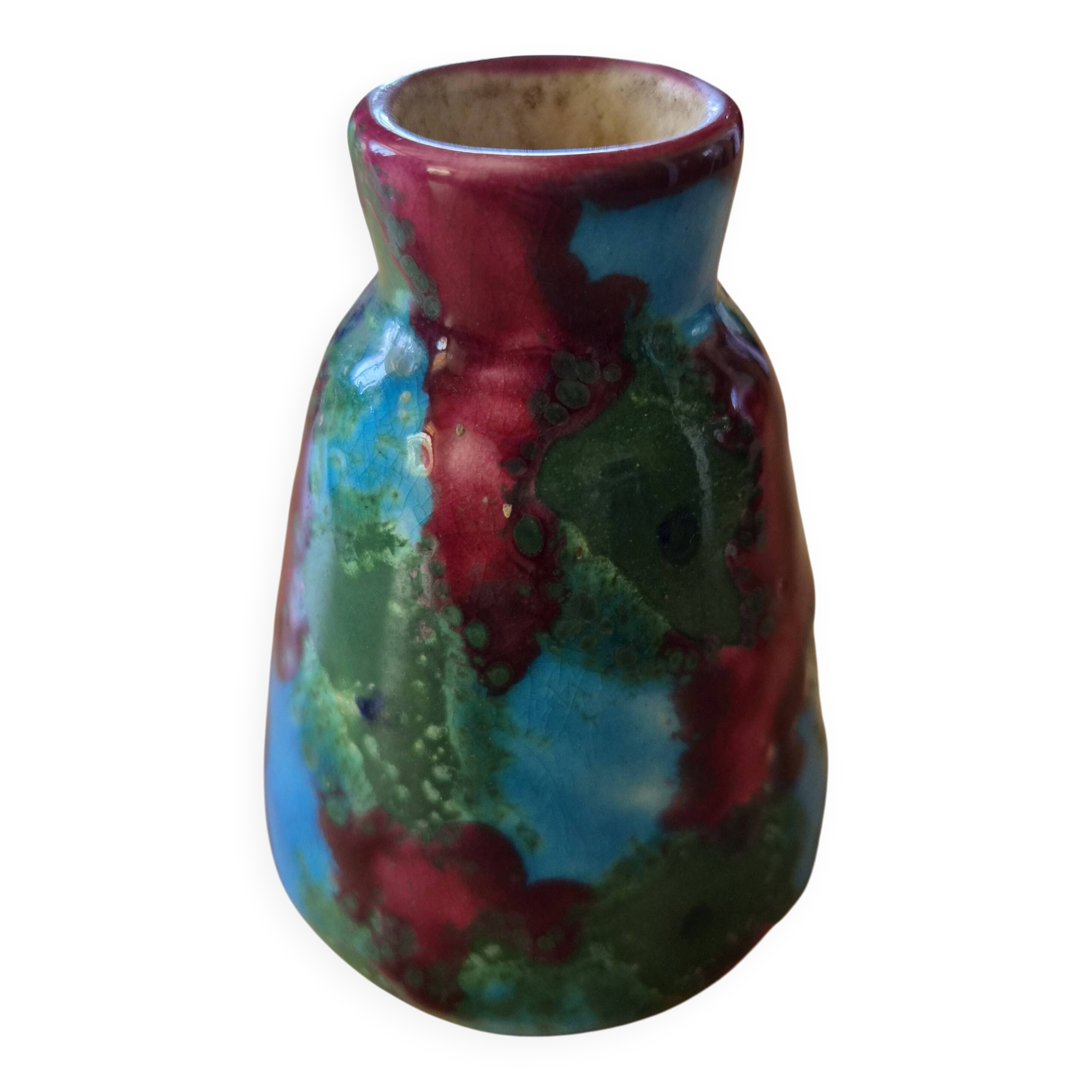 Small vase signed Longwy - Hand-painted enamels - France