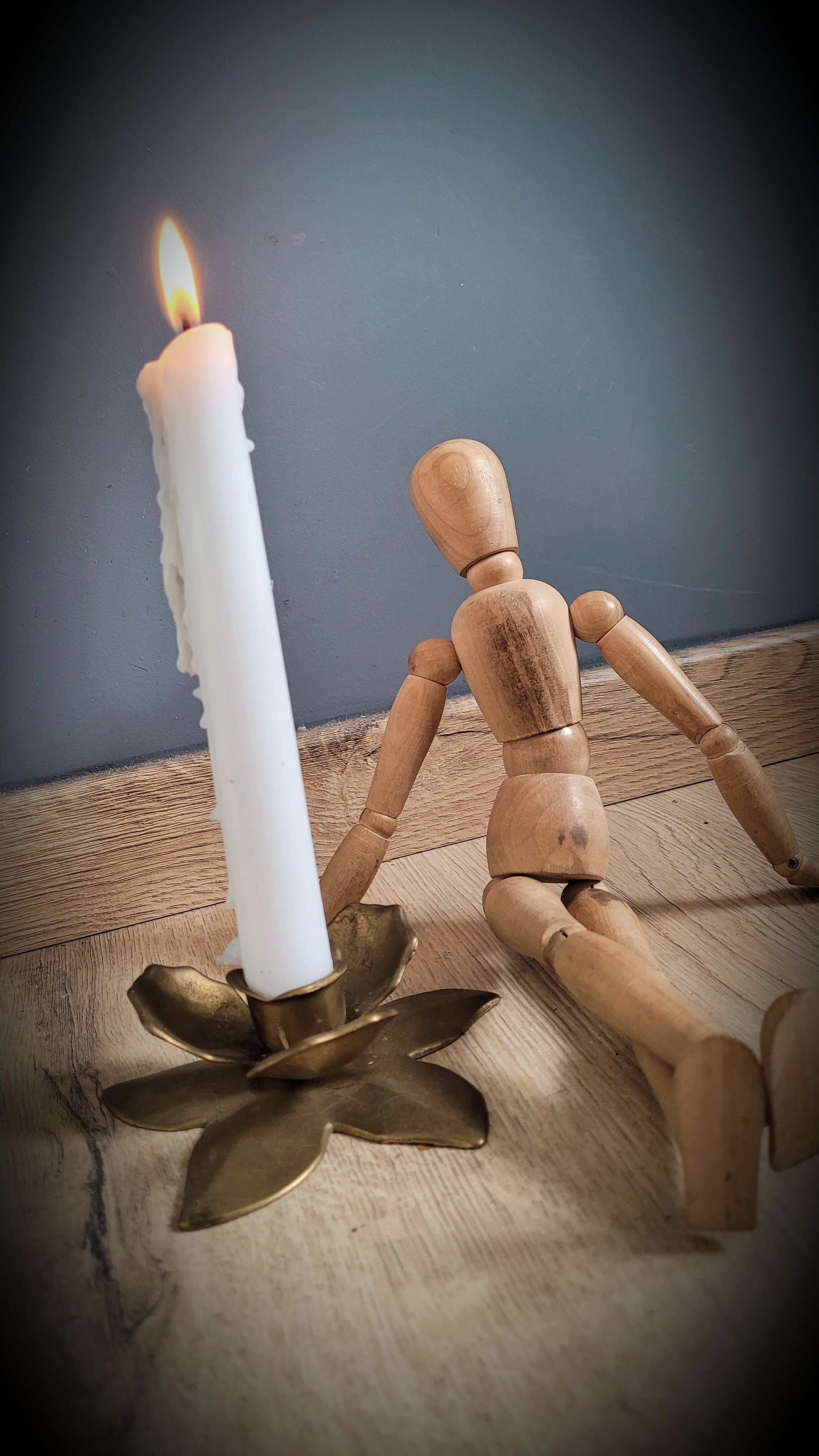 Brass flower candlestick