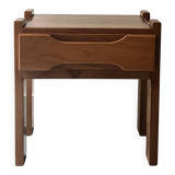 Side table, bedside table in elm wood, Maison Regain 1960
