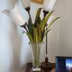 tulipe lamp  Tulip lampe, white gold glitter Murano glass petals