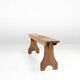 Rustic natural oak wooden bench with rounded details, France ca. 1900