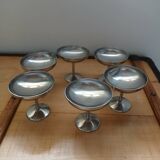 6 antique solid stainless steel ice cream cups