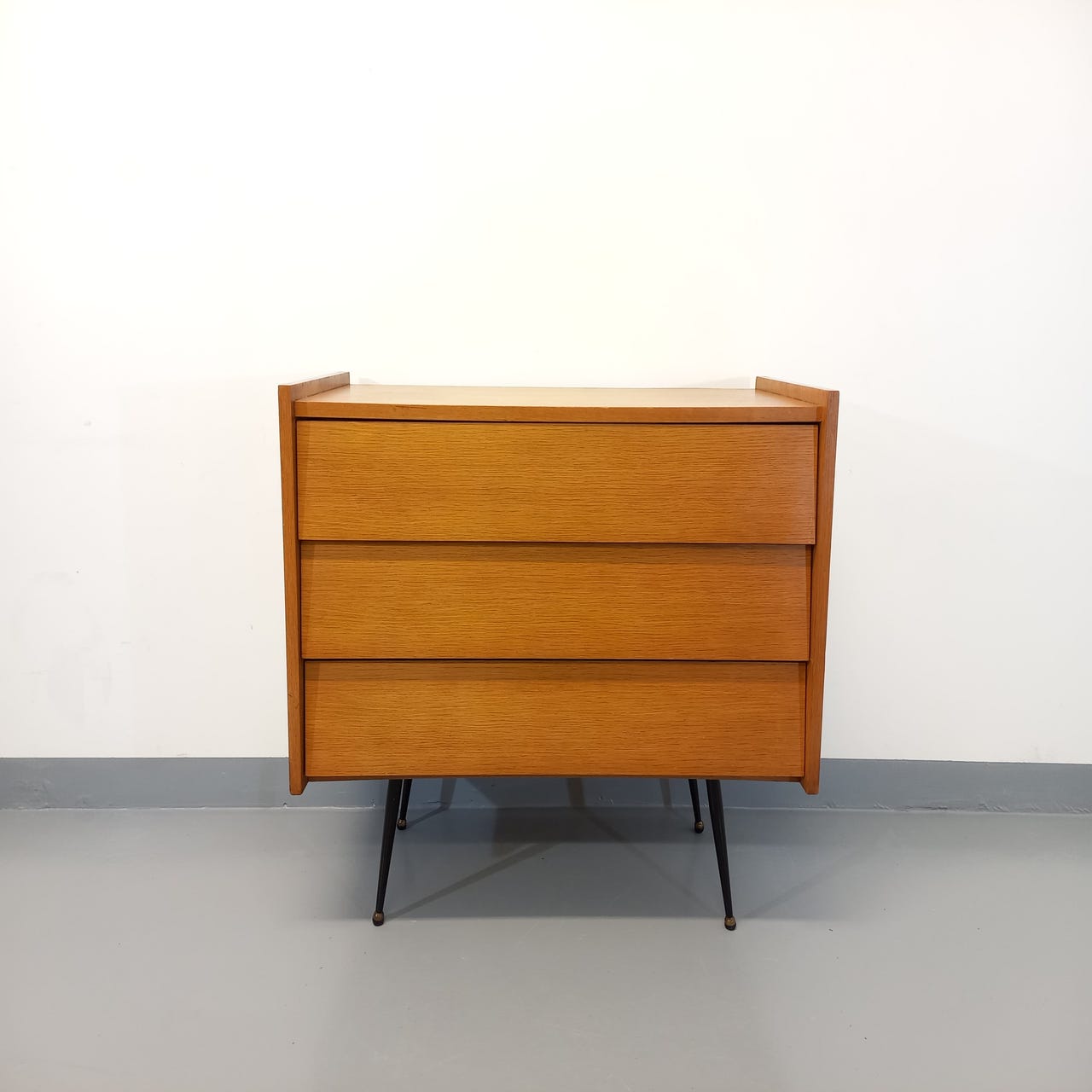 Wooden and black metal chest of drawers from the 50/60s