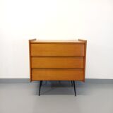Wooden and black metal chest of drawers from the 50/60s