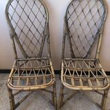Série de 4 chaises en rotin vintage
