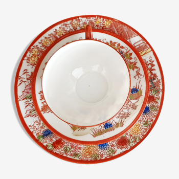 Ancienne tasse à thé + soucoupe porcelaine japonaise