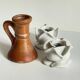 Lot bougeoirs porcelaine et grès vintage