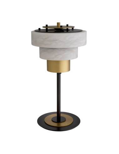 Pair of table lamps in patinated brass and alabaster.