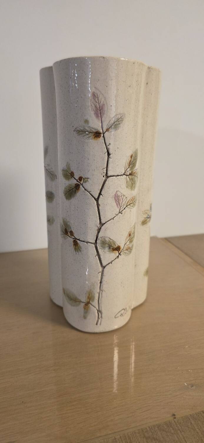Large Trilobed Vase "Clover" Vallauris vintage - Raymonde Le Duc