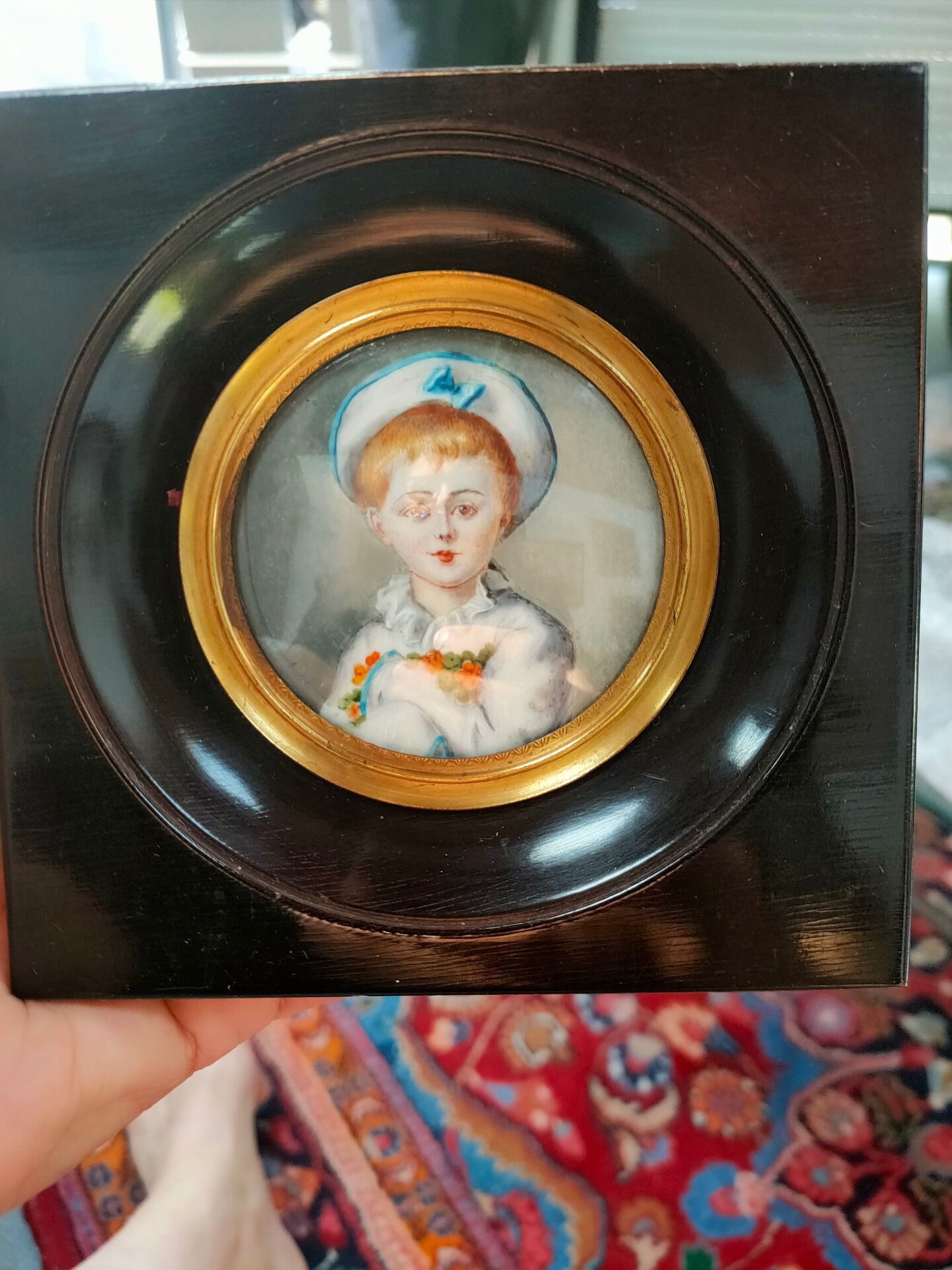 Peinture miniature sous cadre Napoléon III