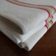 3 old linen cotton tea towels with vintage bedding