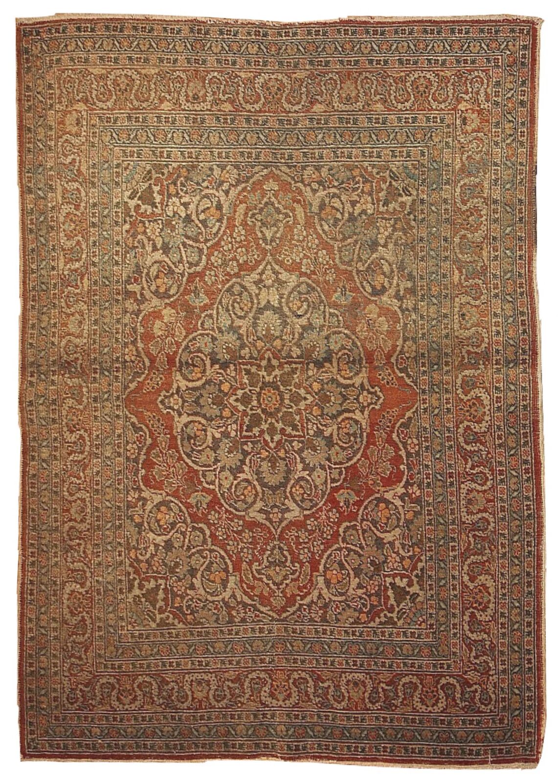 Handmade antique Persian Tabriz rug 128cm x 179cm 1920s - 1B154