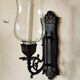 Wrought iron wall light - wall candle holder and glass tulip