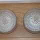 Pair of metal and glass wall/ceiling lights