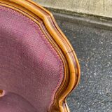 Louis XV armchair in solid wood and burgundy fabric