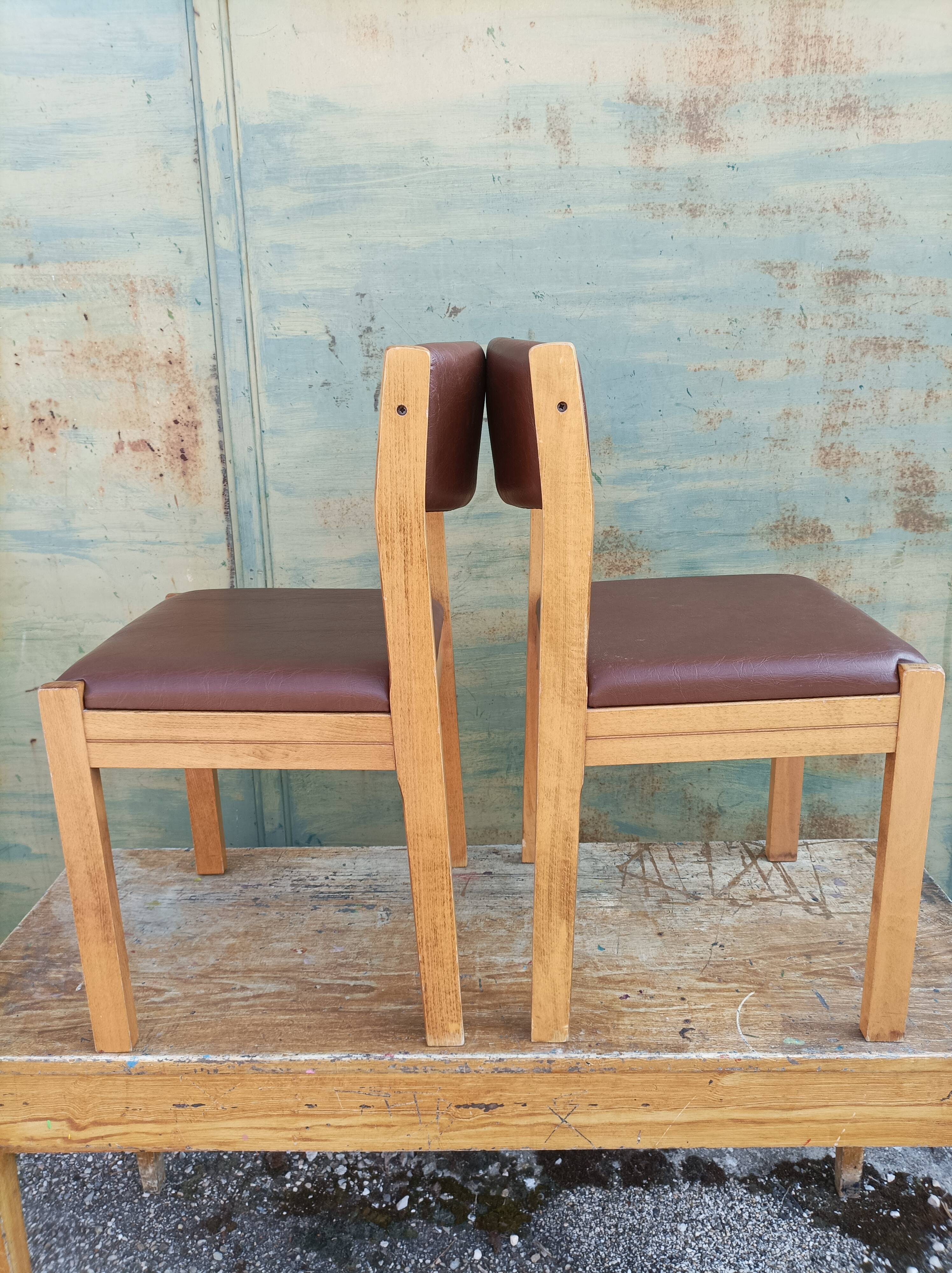 Paire de chaise baumann made in france siège 31 chêne et skaï