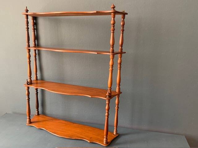 Large old wall shelf in turned wood, Napoleon III / XIXth era